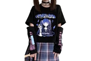 YINGKE Damen Anime Manga Sweatshirt Kawaii Mädchen Gótica Y2K E-Girl Japanischen Harajuku T-Shirt