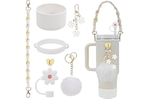 Glvomazty Set de Accesorios Para Stanley Cup incluye Tapones para Pajitas, Mango de Botella de Agua, Protector de Fondo de Silicona adecuado para Stanley Quencher 30 y 40oz