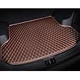 CHIRON Boot Compatible with BMW X1 Custom Fitted Faux Leather Boot Antiskid Car Floor Mats - Coffee with Beige Thread