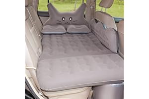 Vinteky Materassino Gonfiabile Gatto Fortunato Floccaggio Materasso Letto per Auto con Pompa per Il Campeggio, Escursionismo, Piscina, Spiaggia, Viaggiare (Grigio)