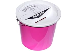 PDK Charnwood Pink Plastic Charity Money Collection Bucket (5.7 litres) with Lid and Security Ties
