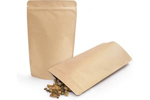 SumDirect 50 Stk Papier Beutel Kraftpapier mit Folie Ausgekleideten,Papiertütchen mit Boden für die verpackung von kaffee,tee lebensmittel 15x24CM