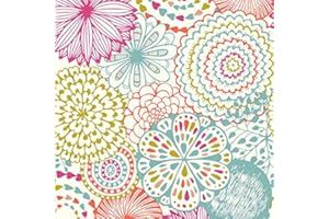 Kt KILOtela - Tela por metros de loneta estampada - Ancho 280 cm - Largo a elección de 50 en 50 cm | Mandala. Flores - Fucsia, azul, verde, naranja