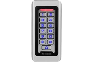 Retekess T-AC03 Controllo di Accesso, Controllo Accessi Porta IP68, Tastiera Retroilluminata Apriporta Codice Metallo Impermeabile Memoria 2000 Utenti RFID 125KHz Argento Appartamento Box Auto