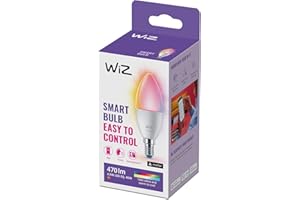WiZ Ampoule LED Connectée, Couleur, Ampoule E14 Flamme, équivalent 40W, avec détecteur de mouvement, Connexion Wi-Fi, Contrôle possible par la Voix, App, Alexa, Google Assistant et Apple HomeKit