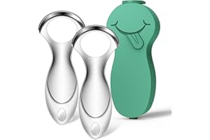 RONAVO Tongue Scraper Tongue Cleaner (2024) Tongue Scraper for Adults Portable Storage Tongue Coating Removal Bad Breath Care Metal Tongue Scraper with Green Carrying Case