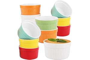 APACALI 12 PCS Moules à Soufflé, 180ml Ramequin Four, Bols à Crème Brûlée en Céramique, Ramequin Creme Brulee pour Muffin, Gâteau, Dessert, Sauce