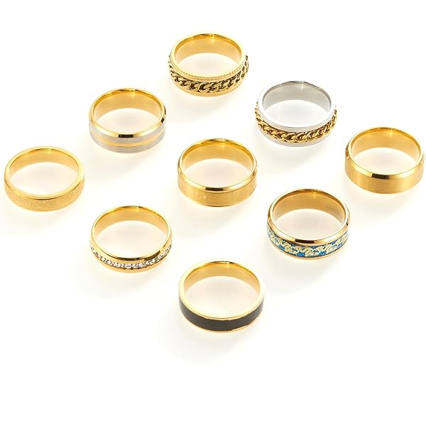 MOTIBACK 24 stuks ringen voor dames, ringenset, verstelbaar, stapelbare open duimringen, trendy stapelringen, minimalistische vingerringen voor meisjes en vrouwen (goud