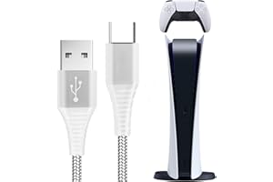 Primicity PS5 Charging Cable (Fast Charging) - Nylon Braided White PS5 Controller Charger Cable (2M) for DualSense Controller (Long 7FT Charger) -USB-C (UK SELLER)