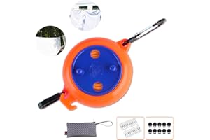 Nbrand Corde à Linge Rétractable, Corde à Linge Portable Camping 8m, Antidérapante et Coupe-Vent, Corde à Linge Extérieur avec Boucle de Suspension, Boucle Fixe, Clip, Voyage Vacances en Plein Air