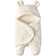 VTERLY Baby Swaddle Wrap, Ultra Soft Plush Newborn Swaddle Blanket Wrap for Infants 0-3 Months, Unisex Baby Hooded Swaddle, Naturals Cute Bear Organic Newborn Swaddle, Wrap Neutral Soft Baby Blanket