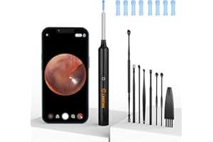 Ohrenschmalz Entferner Otoskop, LMECHN 1080P HD ohrenreiniger, Ohrreiniger mit 6 LEDs,Reinigung für iPhone, Android, iPad, Schwarz