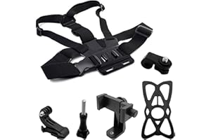 GWAWG Cinturón elástico ajustable para montaje en el cuerpo, correa para la cabeza del pecho, juego de arnés para GoPro 11, 10, 9 Max, 8, 7, 6, 5 e Insta 360 cámaras y teléfonos móviles, soporte de pecho