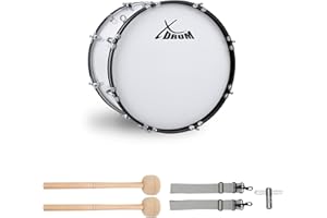 XDrum MBD-218 Cassa da Marcia, Cassa da Calcio 18" x 12" (6,5 kg, 4 occhielli, viti di tensione, incl. coppia di bacchette, tracolle, chiave di accordatura) bianca