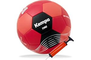 KEMPA-STORE Kempa Kinder Handball extra leicht rot/schwarz Größe 1 + Ballpumpe