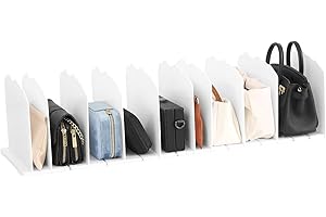 Fangoo 10 PCS Adjustable Handbag Storage Organiser Shelf Dividers for Wardrobe Shelf Separator Purse Organizer White Shelf Closets for Bedroom Kitchen Office Cabinet Shelves