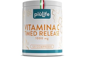 +LIFE Vitamina C 1000mg Lento Rilascio Graduale PiùLife, 120 Compresse Integratore Vitamina C Pura Naturale Acido Ascorbico, Antiossidante Naturale Per Sistema Immunitario Vit C 1000mg Rilascio Prolungato