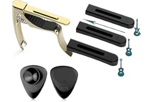 AUPHY SOLO Cejilla de guitarra y 3 parches reemplazables, intercambiables para guitarras clásicas y acústicas, guitarras eléctricas