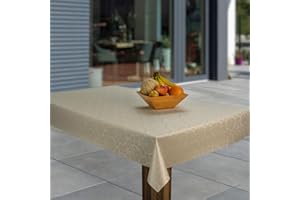 ‎LARO laro Wachstuch-Tischdecke Abwaschbar Garten-Tischdecke Wachstischdecke PVC Plastik-Tischdecken Eckig Meterware Wasserabweisend Abwischbar GAE, Muster:Geprägt Relief Blumen Beige, Größe:100x180