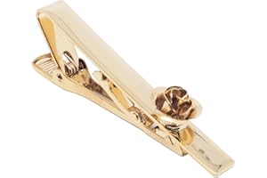 Jonwo Rose Flower Tie Clip for Men With Presentation Box Tie Pin for Gentleman Regular Necktie Daily Business Anniversary Wedding Occasions