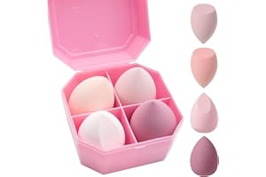 ONTHIS Makeup Sponge Blender, 4 Pcs Beauty Blender Foundation Sponges Set with 1 Sponge Holder Case Professional Non Latex Beauty Applicator Set for Cream, Liquid and Powder (Pink)