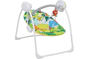 LADIDA Happy Safari faltbare elektrische Babyschaukel für Neugeborene mit Zeitsteuerung, 5 Geschwindigkeiten, 8 Melodien, abnehmbarer Spielzeugbügel mit 2 Spielzeugen 693