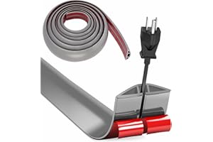 Hengrongshen Copricavi per Cavi a Pavimento, Autoadesivo Grigio + Semicerchio, 5m x3cm, 5 Pezzi