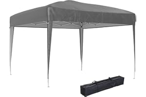 Outsunny 3 x 3M Garden Pop Up Gazebo Height Adjustable Marquee Party Tent Wedding Canopy with Carrying Bag, Grey