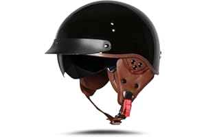 BOSERMEM Motorradhelm Mit Schutzbrille DOT/ECE-Zugelassen, Jethelm Roller-Helm Scooter-Helm Moped Mofa-Helm Chopper Vintage