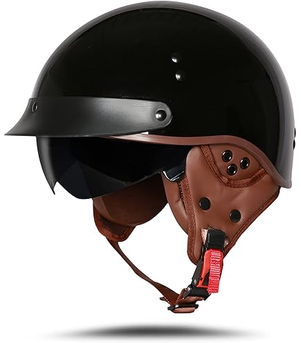 Casco Motocicleta Vintage Azusumi - Medio Casco Retro - ABS - Talla L 57-59cm