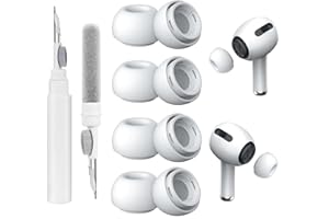 WOFEU 4 Pair Replacement Ear Tips for Airpods Pro/Airpods Pro 2with 3 in1 Cleaning pen,White Silicone Ear Tips for Airpods Pro with Portable Storage Box (XS/S/M/L)