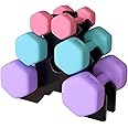 Hexagon Dumbbell Free Hand Weight Set 12KG with Storage Rack CANMALCHI,Suitable for Home Gym Exercises,Weight Lifting Workout Training Equipment