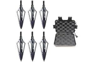 SHARROW 6pcs Pointe de Flèche de Chasse 100 Grains Broadheads Tête de Flèche de Tir à l'arc 4 Lames Fixes Chasse Points avec Broadhead Box
