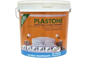 Salone Negozio Online Vernice IDROPITTURA Lavabile Traspirante PLASTONE da LT.14 Bianco Opaco per Interni