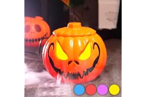 SONGYEA Machine à fumée à ultrasons, décoration d'Halloween - 12 LED - Mini machine à fumée avec seau de citrouille d'Halloween - Décoration d'Halloween - Citrouille avec éclairage LED - Nébuliseur pour fête