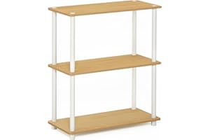 Furinno Turn Présentoir à Étagères Polyvalentes à 3 Niveaux, Hêtre/Blanc