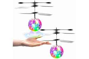 XUBX 2pcs Flying Ball Toys, Kids RC Flying Hover Disco Ball Toy, Safe Palm Infrared Sensor Drone, LED Flash Infrared Induction Indoor Outdoor Garden Interactive Game for Boy Girl Teenager Children