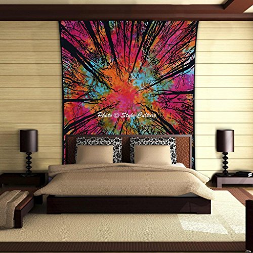 Stylo Kultur Wald Baum Mandala Tapisserie Baumwolle Multi Farbe Twin Gedruckt Psychedelic Wand hängen