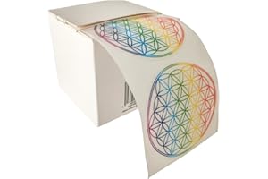 EAST-WEST TRADING GMBH Lot de 50 autocollants en forme de fleur de vie couleur arc-en-ciel