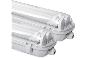 ‎DAROMIGO Daromigo LED Feuchtraumleuchte Wannenleuchte 150cm, 2 x 24w 4800LM Neutralweiß 4500K Doppelt T8 LED Röhre, IP65 Wasserfest Feuchtraumlampe Werkstattlampe für Garage, Keller, Büro (2 Stück)