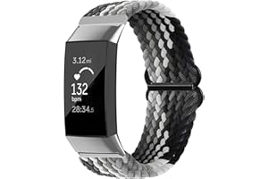 Vozehui elastyczne paski kompatybilne z Fitbit Charge 3/Charge 4, regulowane, wymienne paski do zegarka, miękki nylon, oddychający, pleciony pasek w pętli Solo do ładowania 3/4 kobiet, mężczyzn