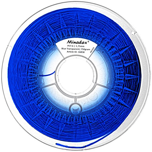 Minadax® 0,75kg Premium Qualitaet 1,75mm PET-G Filament blau transparent fuer 3D-Drucker hergestellt in Europa - 2