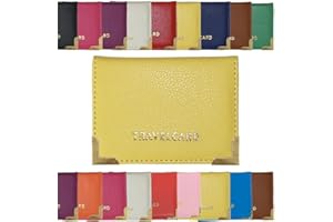 AlezyB - 1x Yellow Bus Pass Holder Travel Card, Credit Card and ID Card Holder for Men and Women Soft Leather, Card Cases & Money Organisers