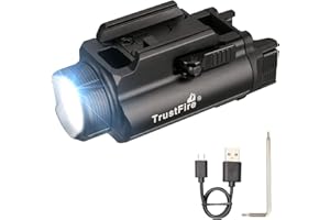 TrustFire GM35 Pistol Light,1350 LM Ultra Bright Pistol Gun Light Outdoor LED Tactical Torch，USB Rechargeable Weaponlight，Compatible Pictinny Glock 17/19/20/22 Rail Mount Torch