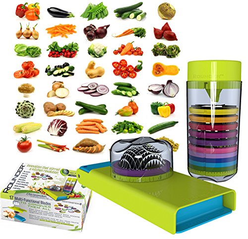 Rouncer, autunno limone - nessuna sbucciatura 5 secondi cipolla dicer chopper, 17 lame, mela corer, pelapatate, grattugia, affettatrice mandolino, erbe e spirale cutter