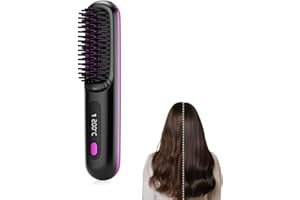 VIMAZ Numoya Gobrush Pro Portable Straightener Brush,Numoya Go Brush Pro UK Cordless Hair StraightenerBrush with 4 Adjustable Heat Modes & LED Display(Purple)