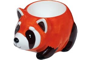 Crockery Critters Deluxebase Egg Cup - Panda Roux de Coquetiers Mignons en céramique en Forme d'animaux pour Enfants et Adultes