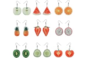 Healifty 9 Pairs Fruit Dangle Earring Drop Earrings for Women Girls Friend Birthday Gifts (Random Style)