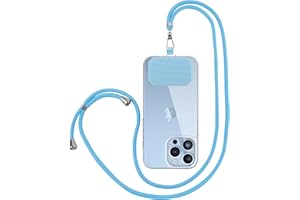 ‎DRUCILLA Drucilla Handykette Universal Abnehmbar, Unisex Handyhülle Kette Lanyard, Handyband zum Umhängen, Handy Kette Einstellbar mit Kordel & Pad, Schlüsselband für alle Smartphones Hüllen, Hellblau