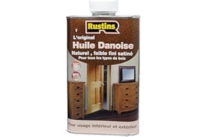 Rustins 1L Danish Oil - L'huile danoise claire originale pour tous les types de bois - extérieur et intérieur - sécurité, nourriture et jouets